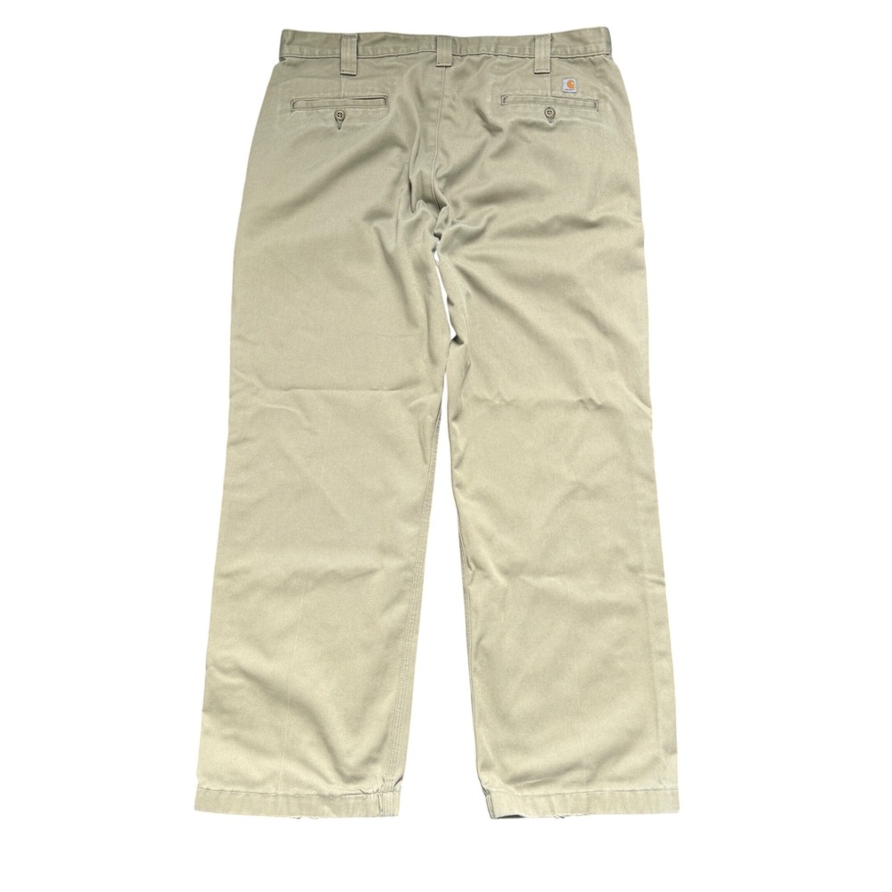 Carhartt Mens Khaki Tan Canvas Workwear Utility Pants Relaxed Fit 37x29